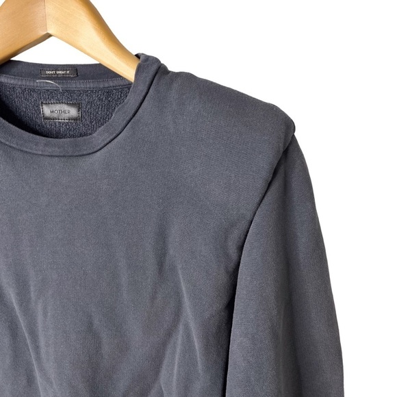 Mother The Push and Shove Sweatshirt Washed Black Size Small Shoulder Pads - Picture 3 of 7